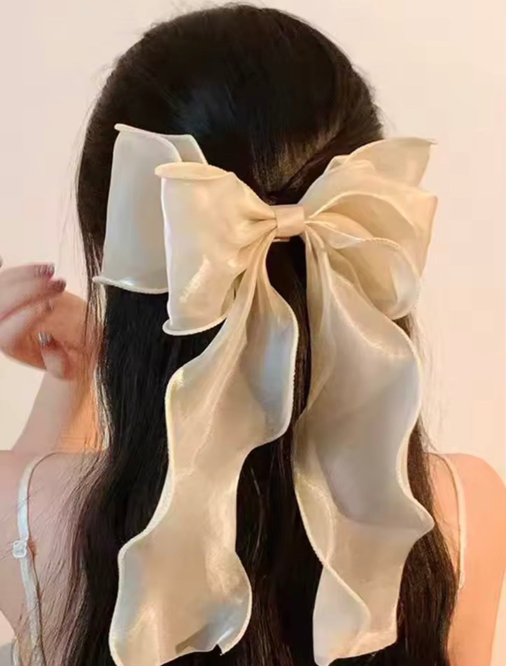 Aesthetic Oversized Bow Hair Clip – Soft Girl Ribbon Clip